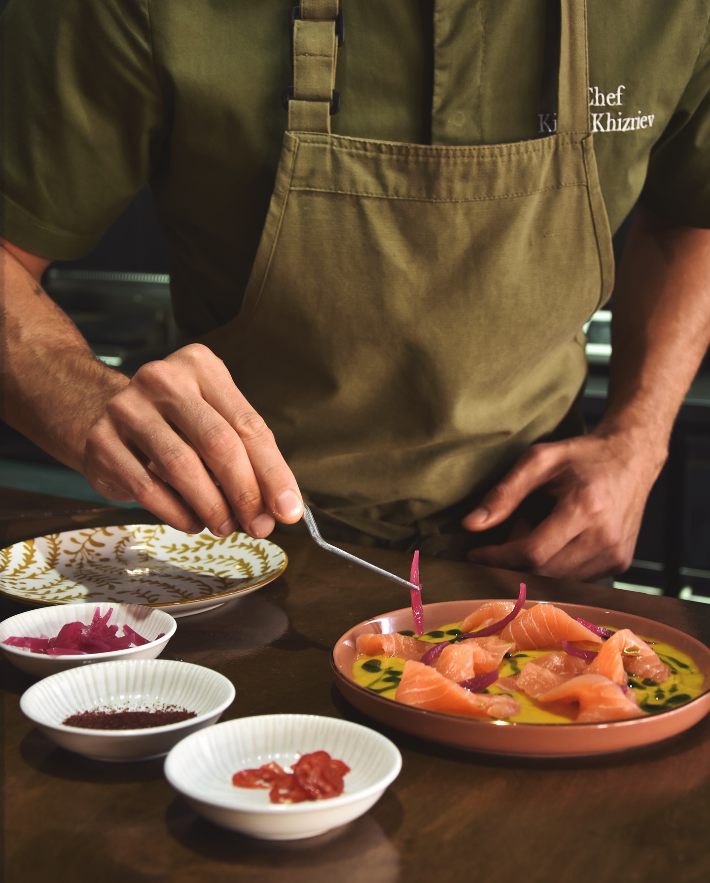Chef Kiril Khizriev preparing handmade pasta at Terra Cotta Italian restaurant in Ferragudo
